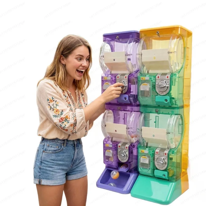 Arcade Vending Machine - Transparante witte tweelaagse Gashapon-machine, muntbediende capsuleverkoopautomaat