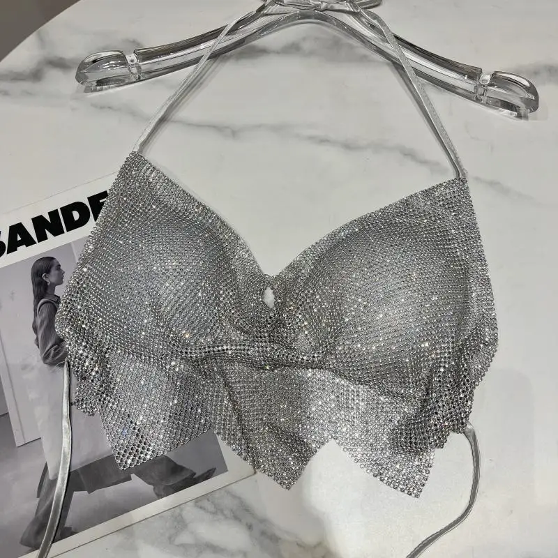 Dance Pad Machine - Glanzende diamanten tanktops Decoratief driedimensionaal borstkussen