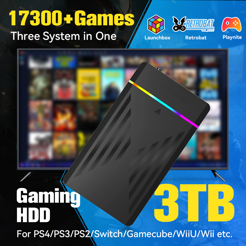Arcade X - 3TB Draagbare Gaming HDD LaunchBox/Retrobat/Playnite Retro
