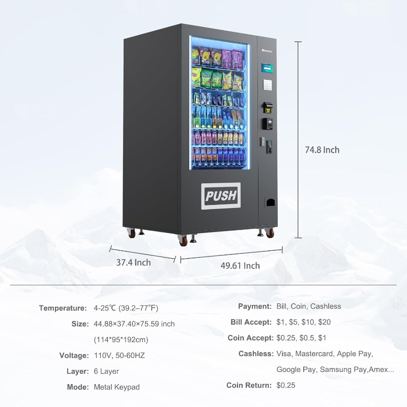 Geavanceerde grote snack- en d - Bill Acceptor Vending recensie en prijs